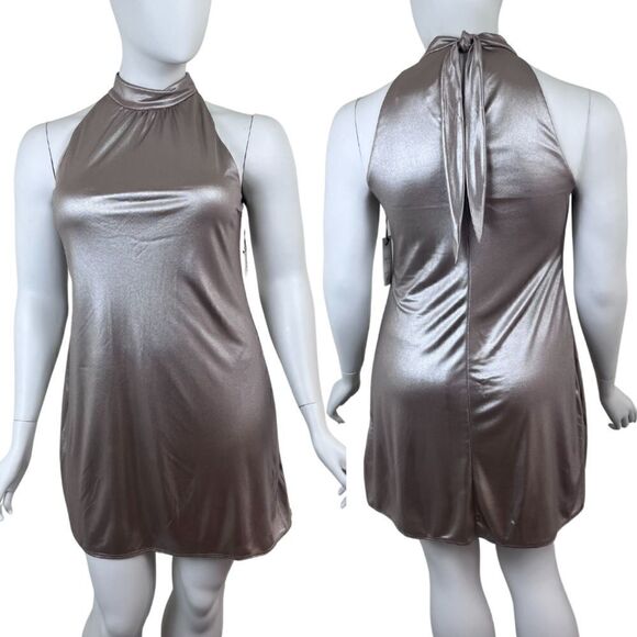 Anthropologie Dresses & Skirts - Bailey 44 Women Size L Director Cut Gold Matallic Shift Pullover Mini NEW Dress